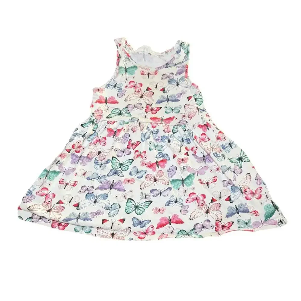 H&M Butterfly Dress Toddler 18-24M Vintage Discontinued Cotton Summer‎ White